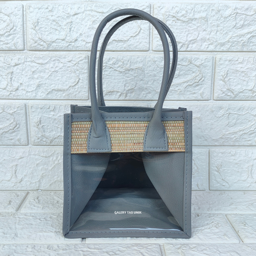 

Tas Hampers Mika Mendong (Abu-abu) Untuk 2 Toples Biggy Keranjang Parcel Mika Transparan Hari Raya