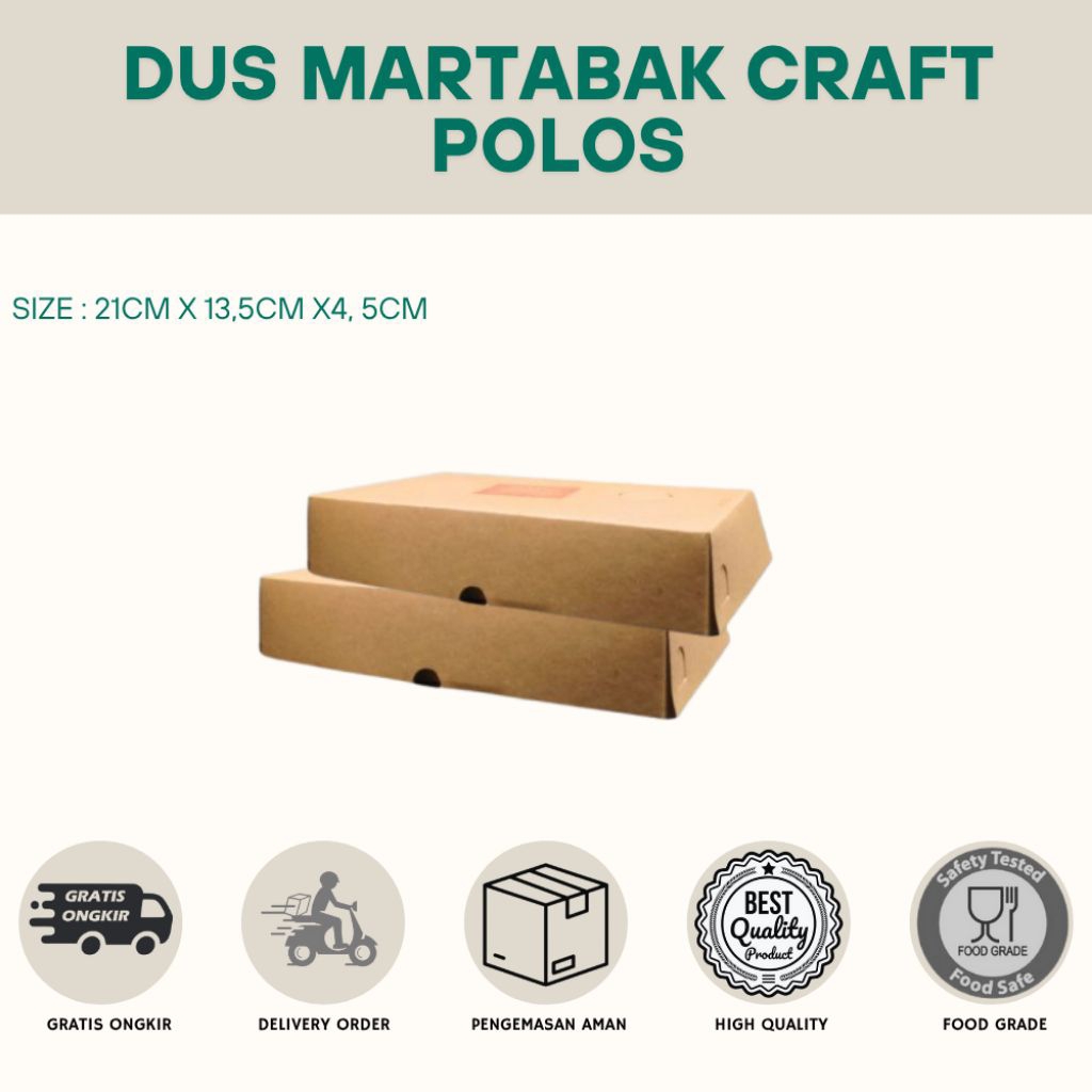 

KEMASAN MARTABAK CRAFT POLOS - DUS MARTABAK UK 21 X13, 5 X 4,5 CM