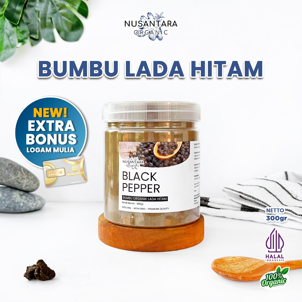 

Nusantara Organic Lada Hitam Bubuk Blackpepper Powder Organik Asli Murni Bumbu Dapur Sehat 300gr