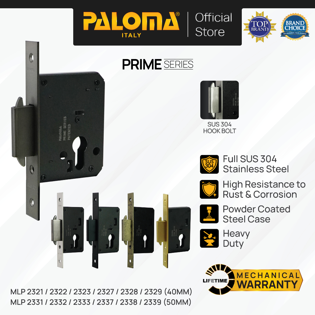 PALOMA Mortise Lock Lockcase Body Kunci Pintu Geser Sliding Stainless Steel SUS 304 SUS304 Hitam Mat