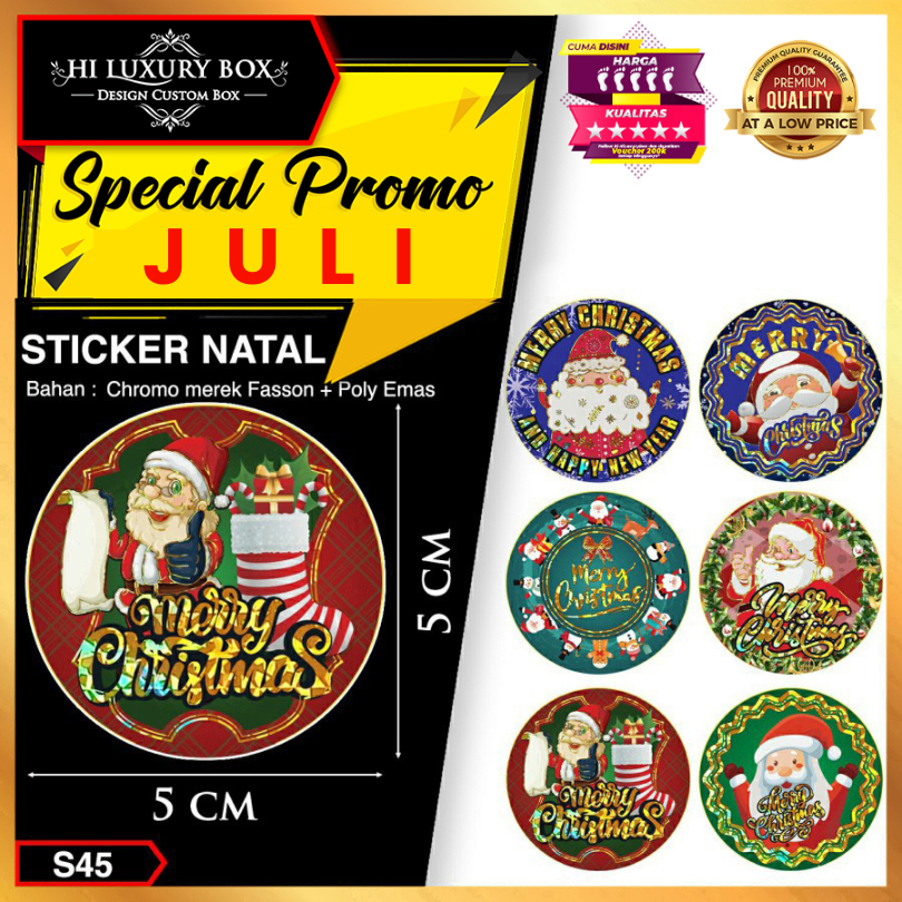 

sticker natal|sticker murah|sticker poly emas|S45