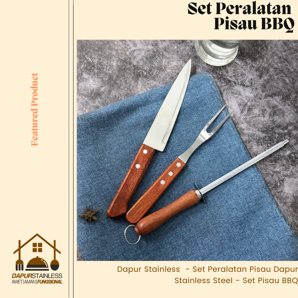 Dapur Stainless  - Set Peralatan Pisau Dapur Stainless Steel - Set Pisau BBQ