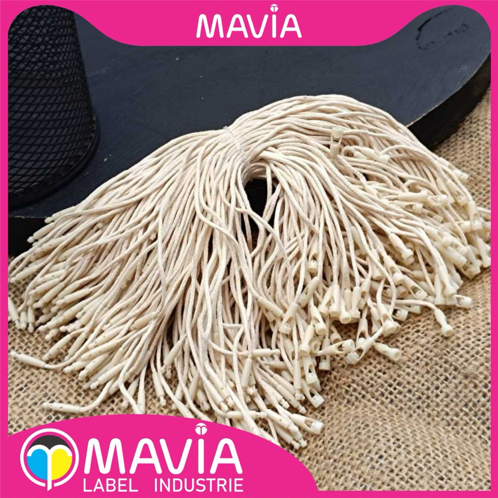 

Tali Hangtag Cream 100pcs - Tali Gantung Label Baju dengan Kunci Plastik