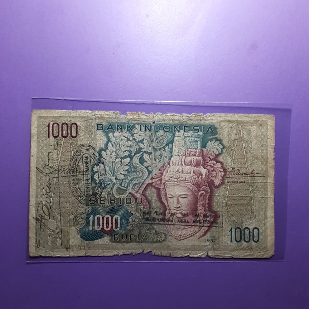 Uang 1000 rupiah budaya 1952