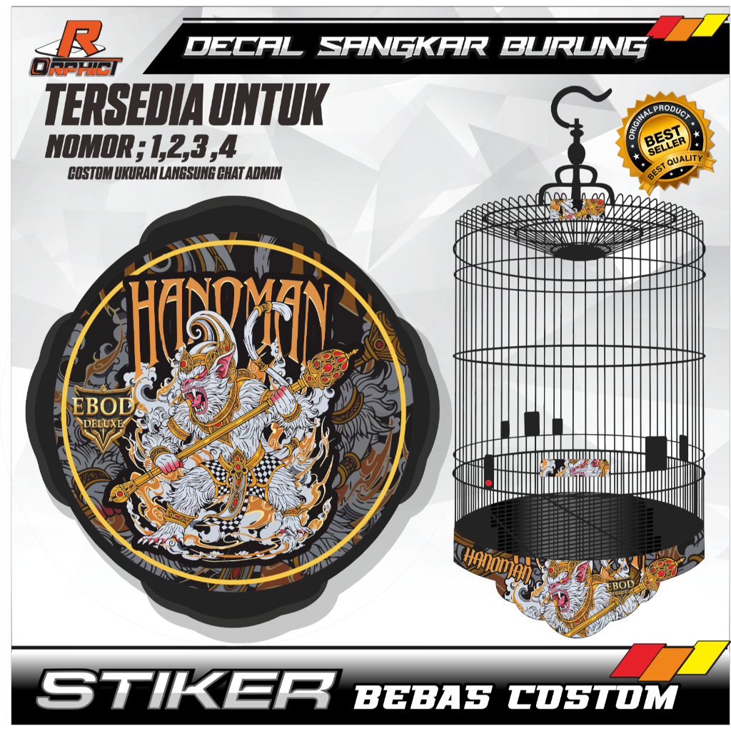 STICKER DECAL hanoman SANGKAR KANDANG BURUNG MURAI STIKER anoman UKURAN BESAR KECIL NO 1 2 3 UNTUK M