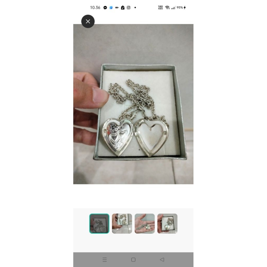 Kalung + Liontin Hati (Heart/Love) Bisa Dibuka & Pasang Foto