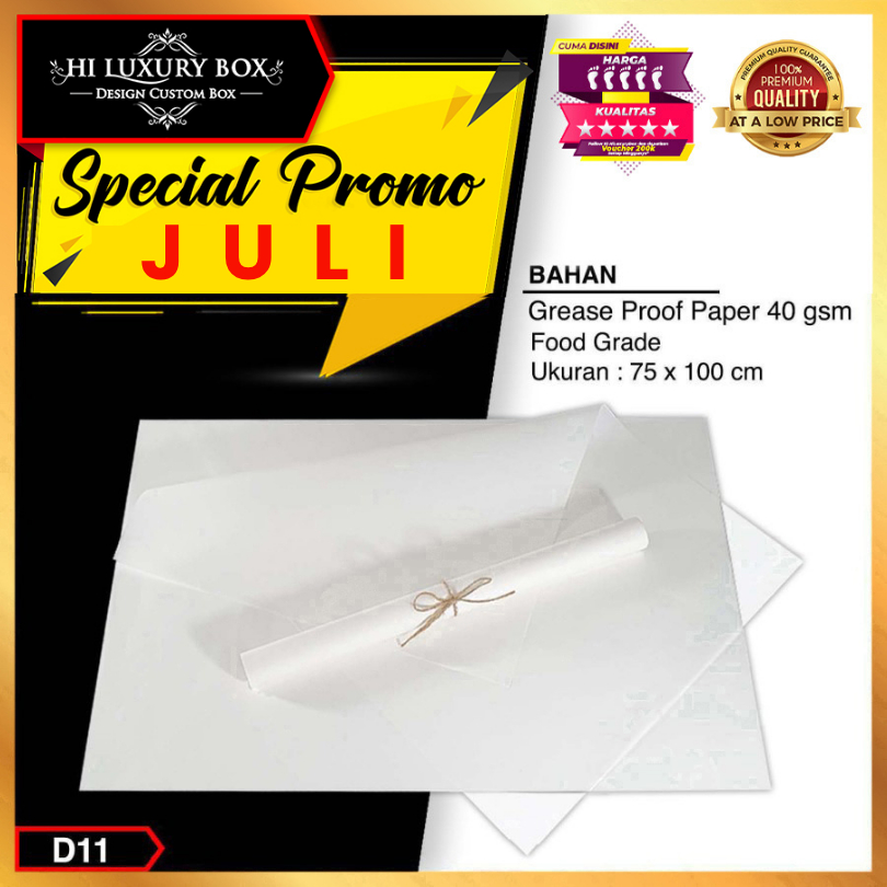 

Kertas Burger | Kertas Panggang | Grease Food Paper | Murah 40 gsm 75x100