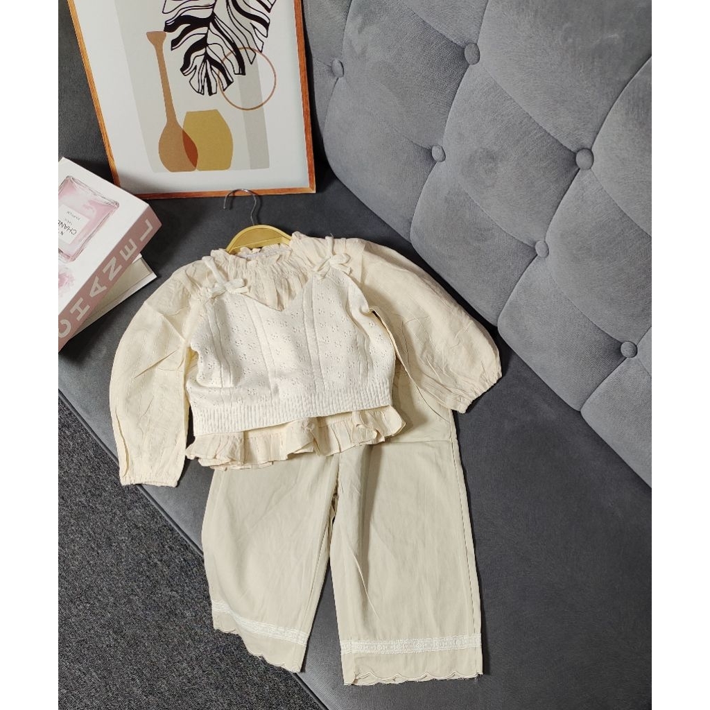 SETELAN 3IN1 ROMPI RAJUT ANAK PEREMPUAN IMPORT