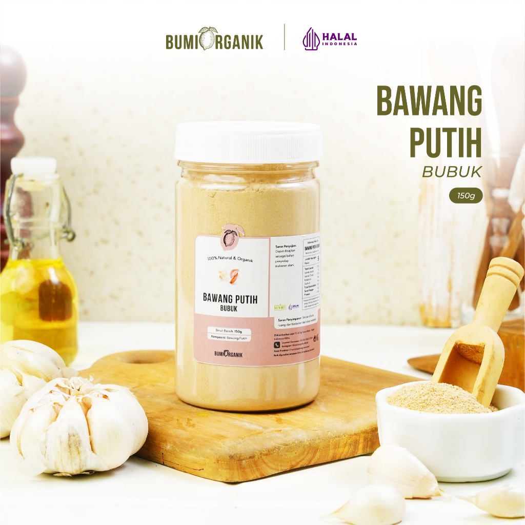 

BAWANG PUTIH BUBUK 150G MURNI PREMIUM ASLI TANPA CAMPURAN ASLI 100% ORIGINAL / PURE GARLIC POWDER ORGANIC / BAWANG PUTIH MURAH /BUMBU DAPUR / BAWANG PUTIH HALUS BUMBU REMPAH ALAMI / NUTRIFARM / BRAGG/ DARI BUMI /GEMELI LEMOVITA NUTRILOGY OFFICIAL BEORGANI