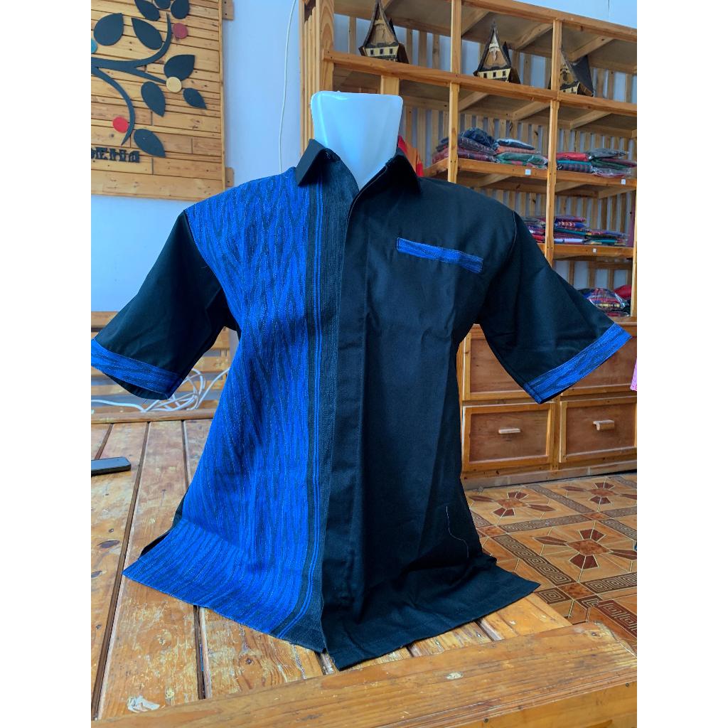 Kemeja Tenun Pria Kombinasi