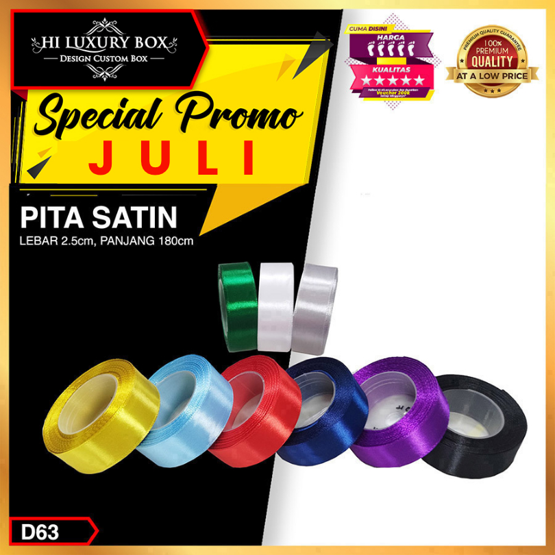 

Pita Satin Ribbon Kado 1 Inch (2.5 cm) / Panjang 18 Meter|D63