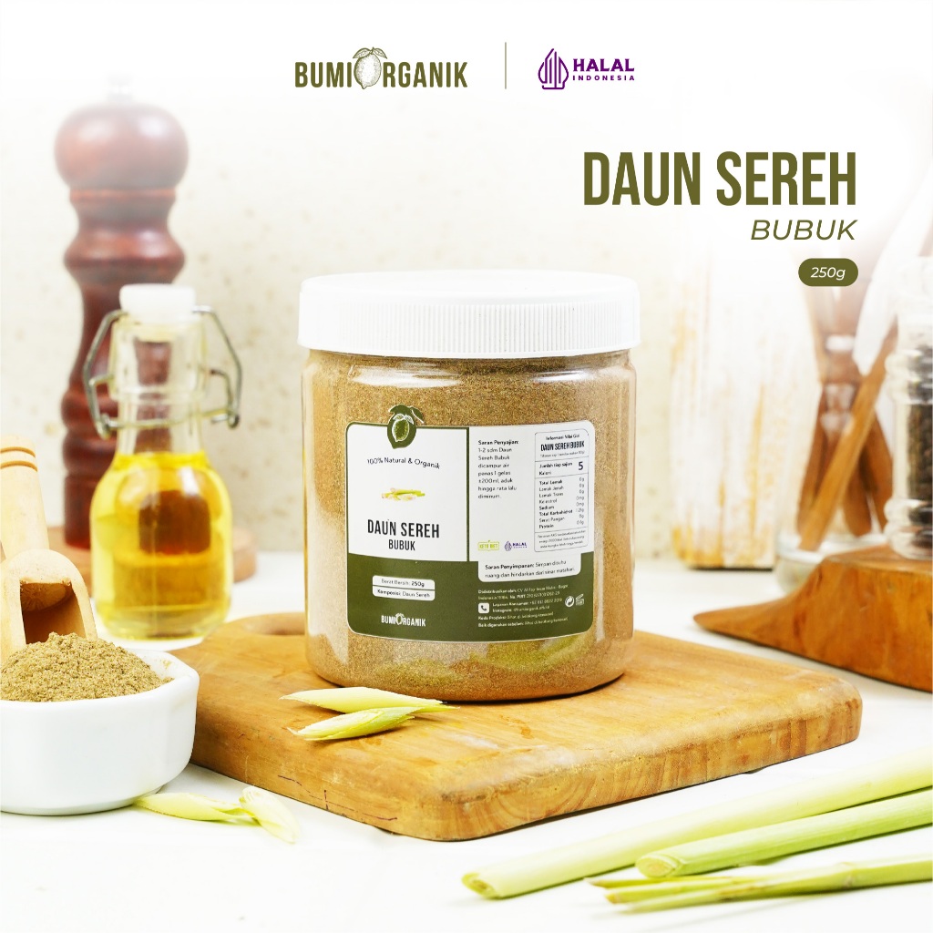 

DAUN SEREH BUBUK TANPA CAMPURAN ASLI 100% ORIGINAL 250G GROUND LEMONGRASS POWDER DAUN SERAI BUBUK BAHAN POKOK POWDER BUMBU REMPAH ORGANIK KUALITAS PREMIUM BUMBU DAPUR BUBUK LENGKAP NUTRIFARM BRAGG DARI BUMI GEMELI LEMOVITA OFFICIAL BEORGANIK