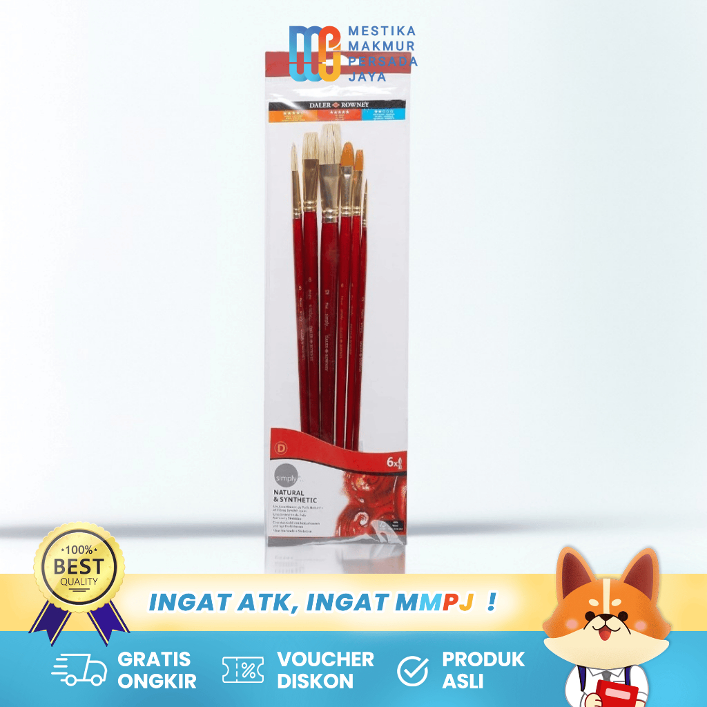 

Daler Rowney Simply Oil Brush Set 6 Pcs – White Bristle & Gold Taklon 216940600