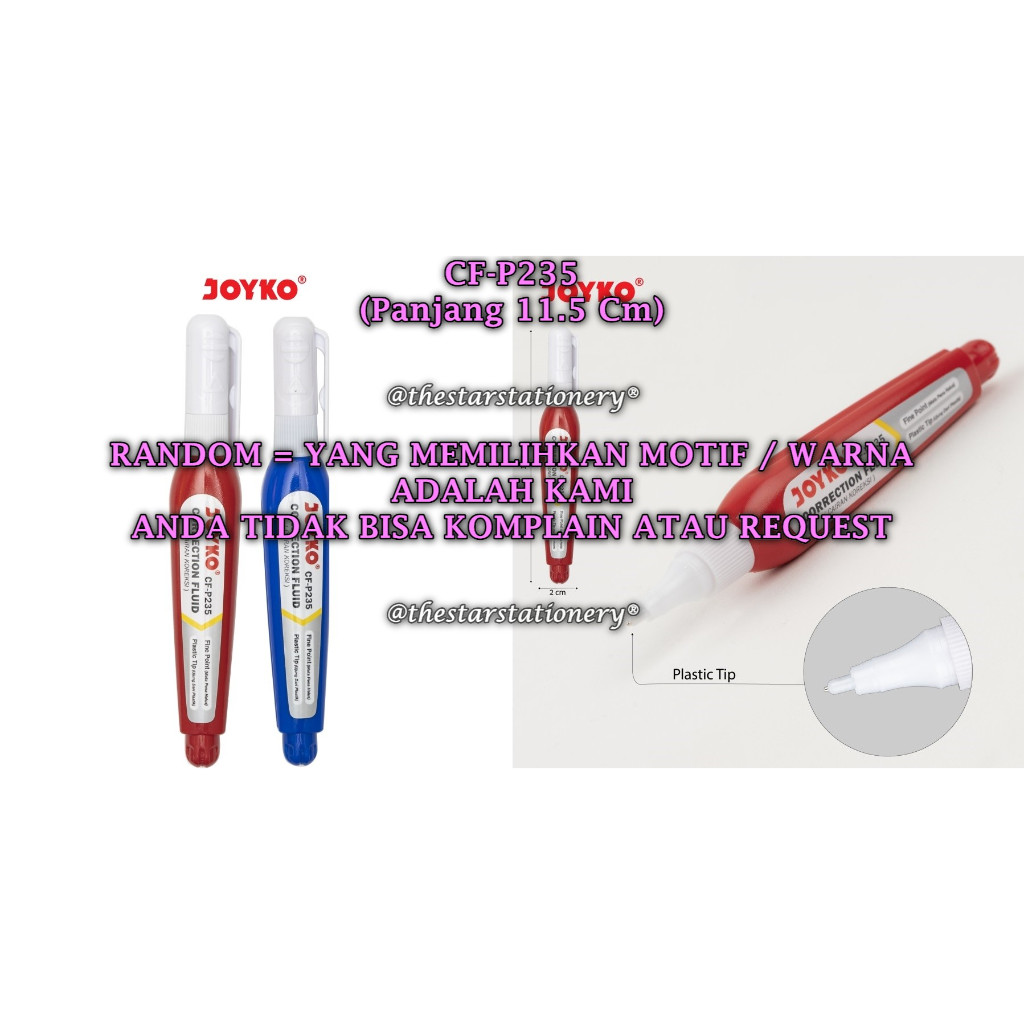 

(1 Biji) GROSIR Correction Fluid JOYKO CF-P235 Cairan Koreksi Penghapus Cair Joyko CF-P235 (1 Biji)