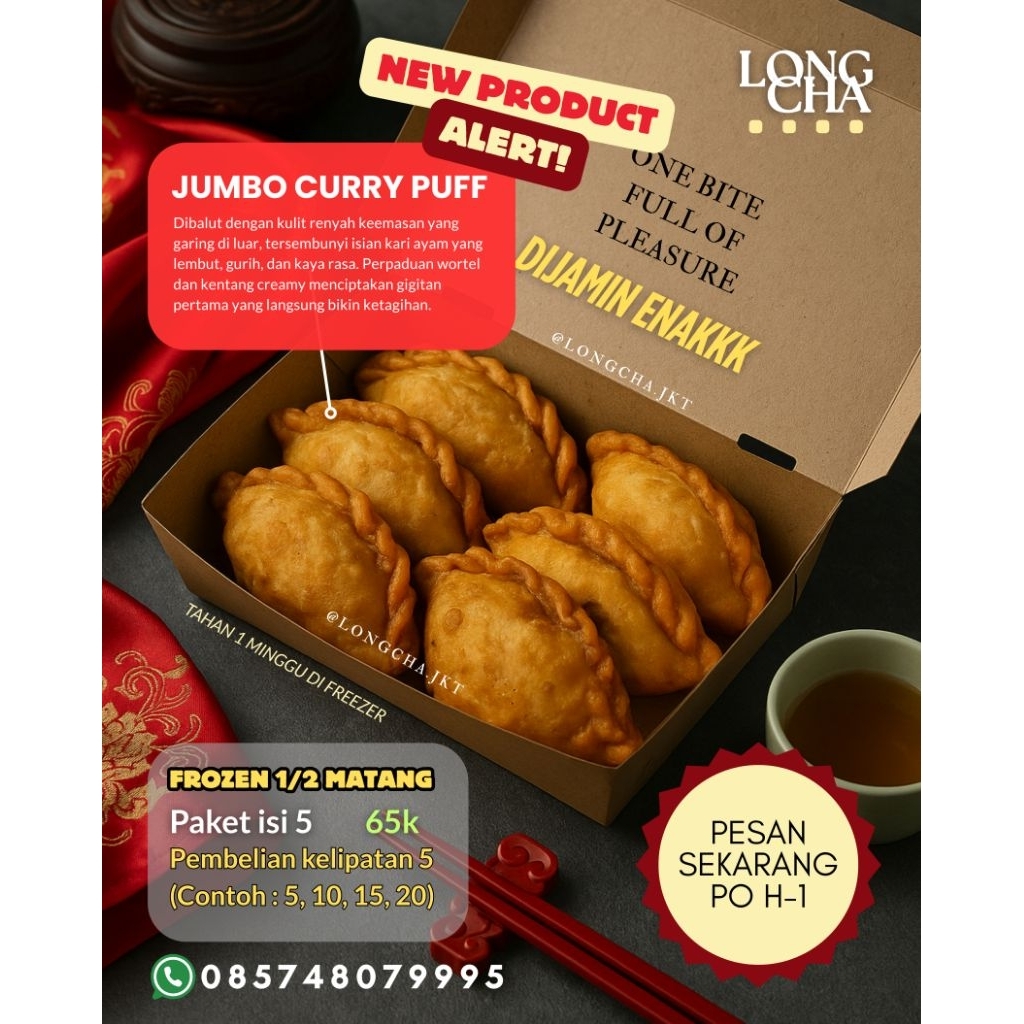 

[Longcha] JUMBO CURRY PUFF | BEST SELLER | DIJAMIN ENAK | RENYAH |