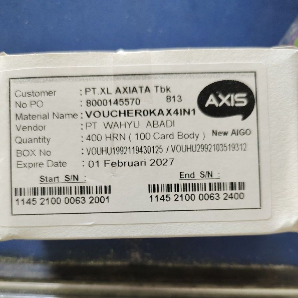 GROSIR VOUCHER AXIS KOSONGAN PER BOX (400PCS/SN)