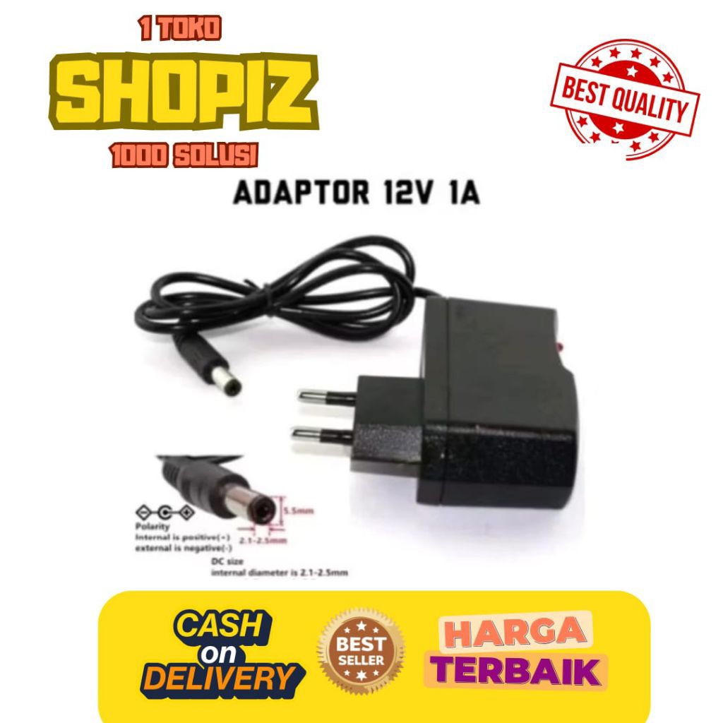 Shopiz SQ Adaptor 12Volt 1Ampere Pompa Air Lampu LED Kamera Cctv
