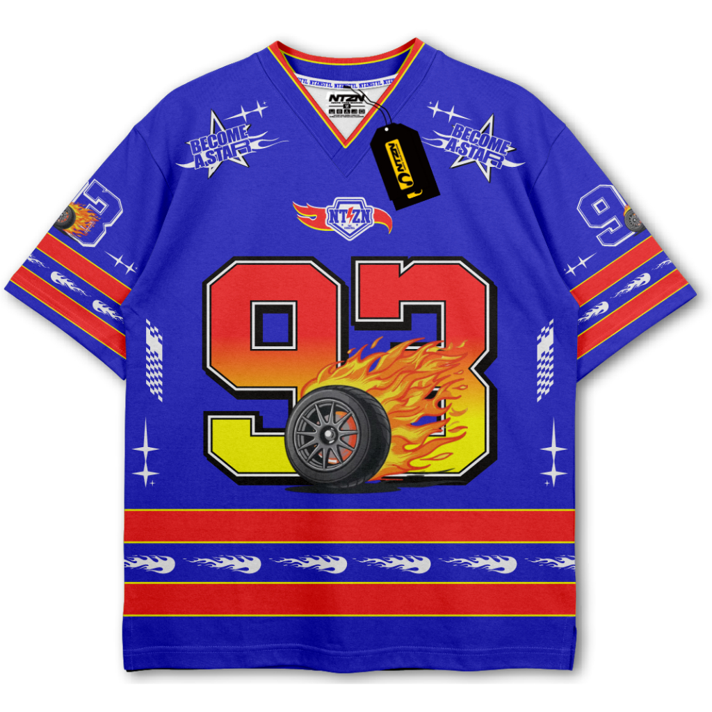 NTZN Jersey Oversize Boxy Vintage Burning tire  NTZN011 Pria/Wanita Sport (unisex)