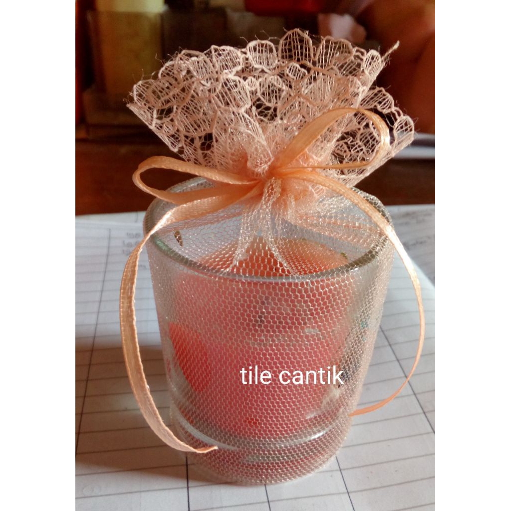 Tile Gelas sloki/tile souvenir/kemasan tile/bungkus tile/tile cantik/bungkus souvenir