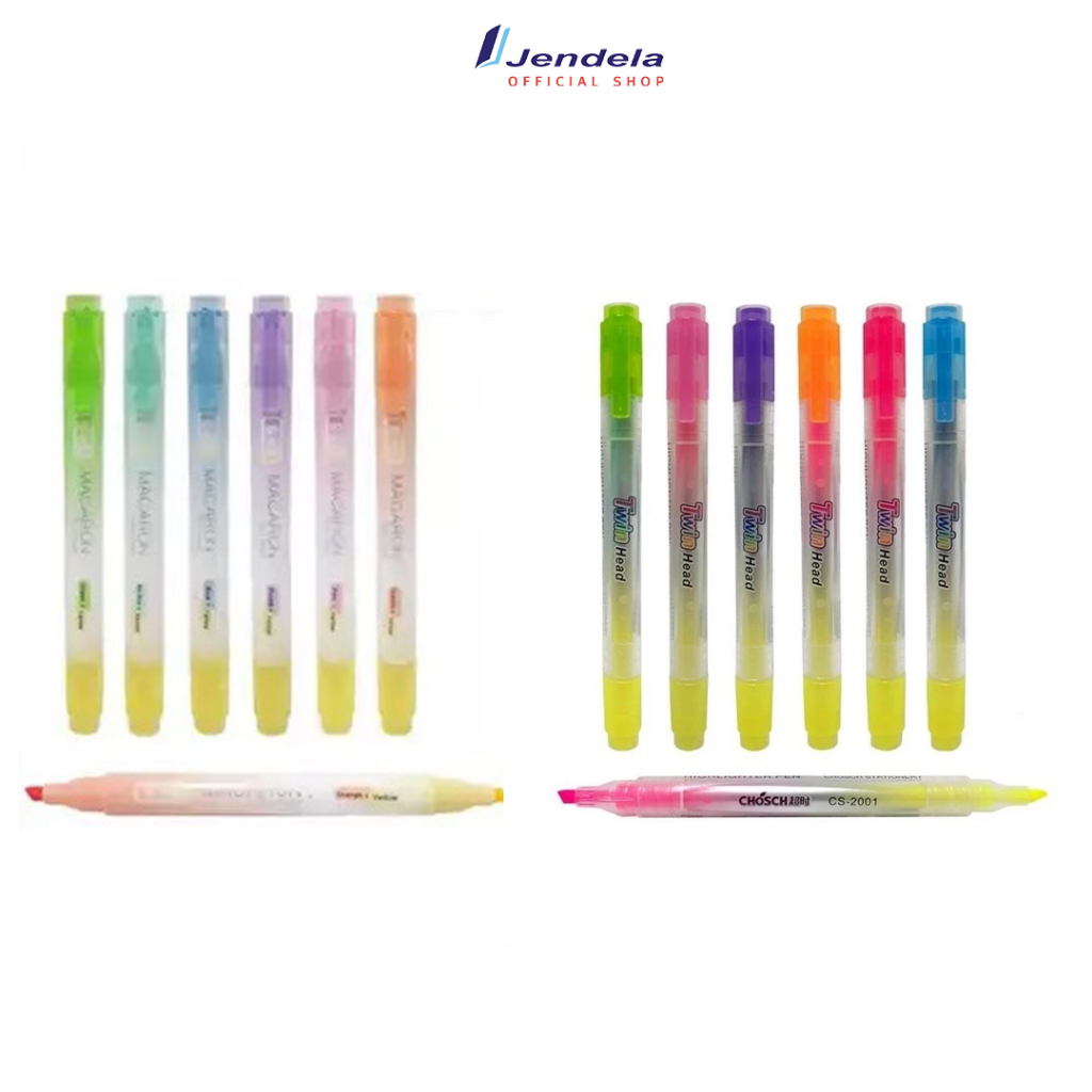 

Highlighter Chosch CS-2001 CS-2002 Dual Tip Warna Macaron Neon Pastel Penanda 2 Warna Harga Satuan ATK
