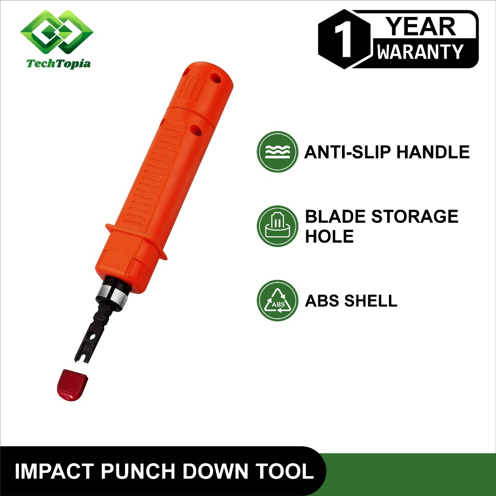 TechTopia Tang Punch Down Tool Alat Pasang Kabel ke Patch Panel Keystone Jack & Konektor RJ45