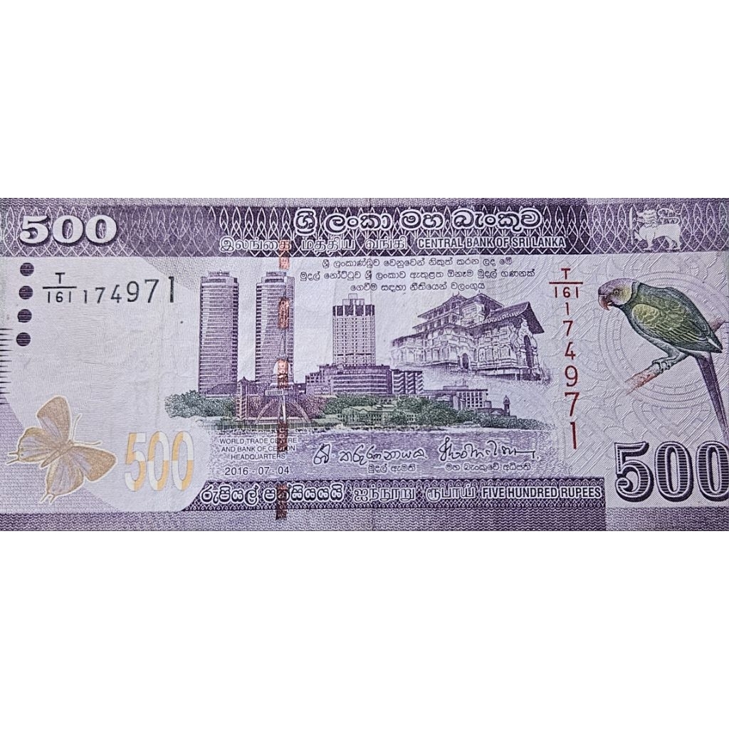 Uang Asing Negara Srilanka 500 rupe tahun 2016 kondisi AXf dijamin original 100%