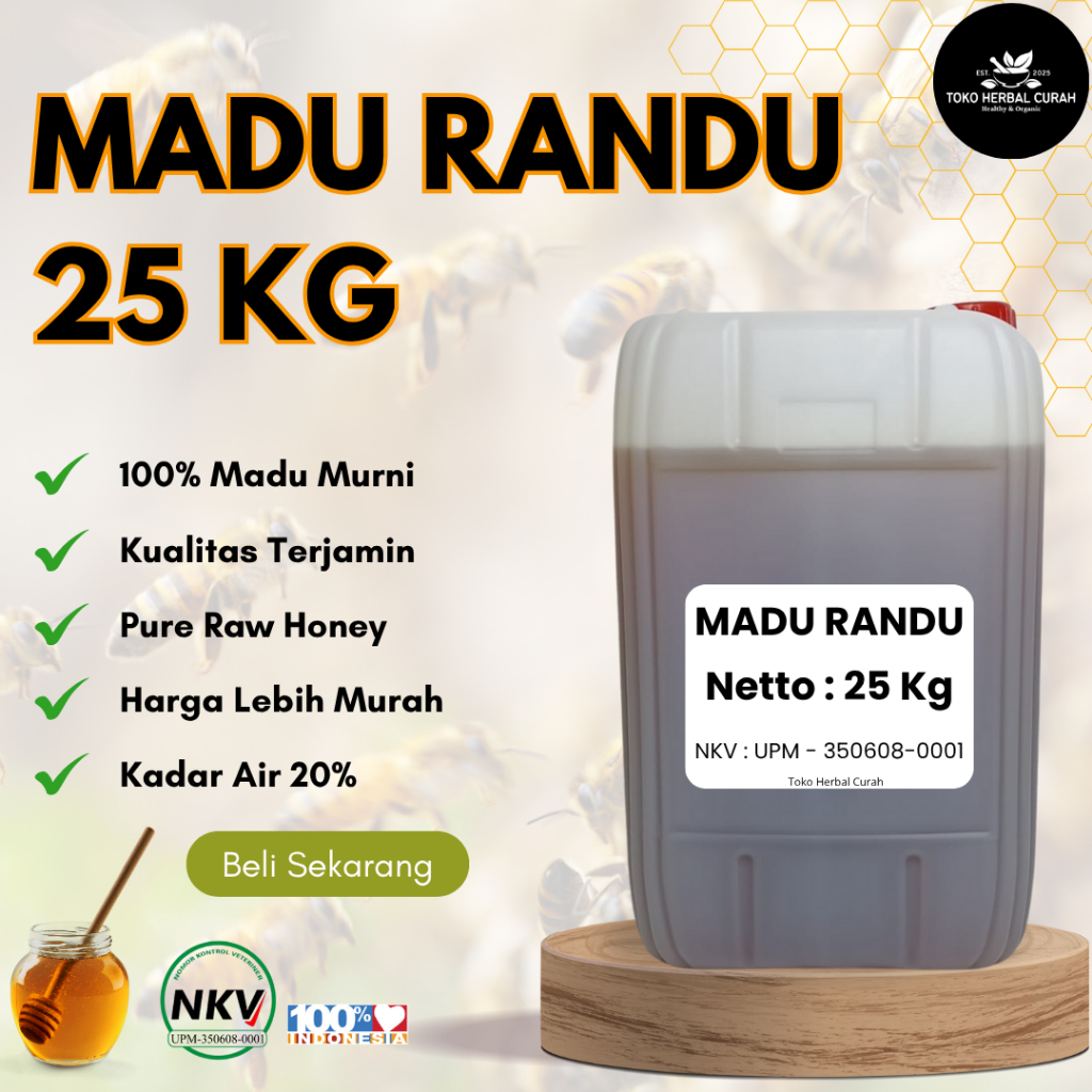 

Madu Randu Curah 25 kg – Murni Asli, Kualitas Premium, Kadar Air 20%, Tanpa Campuran, Siap Repack / Cocok Untuk Reseller
