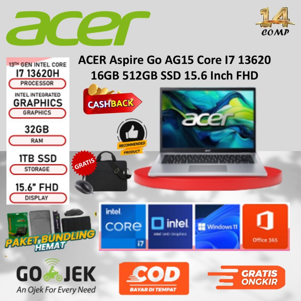 ACER ASPIRE GO AG15 I7 13620 16GB 512GB W11PRE 15.6 FHD