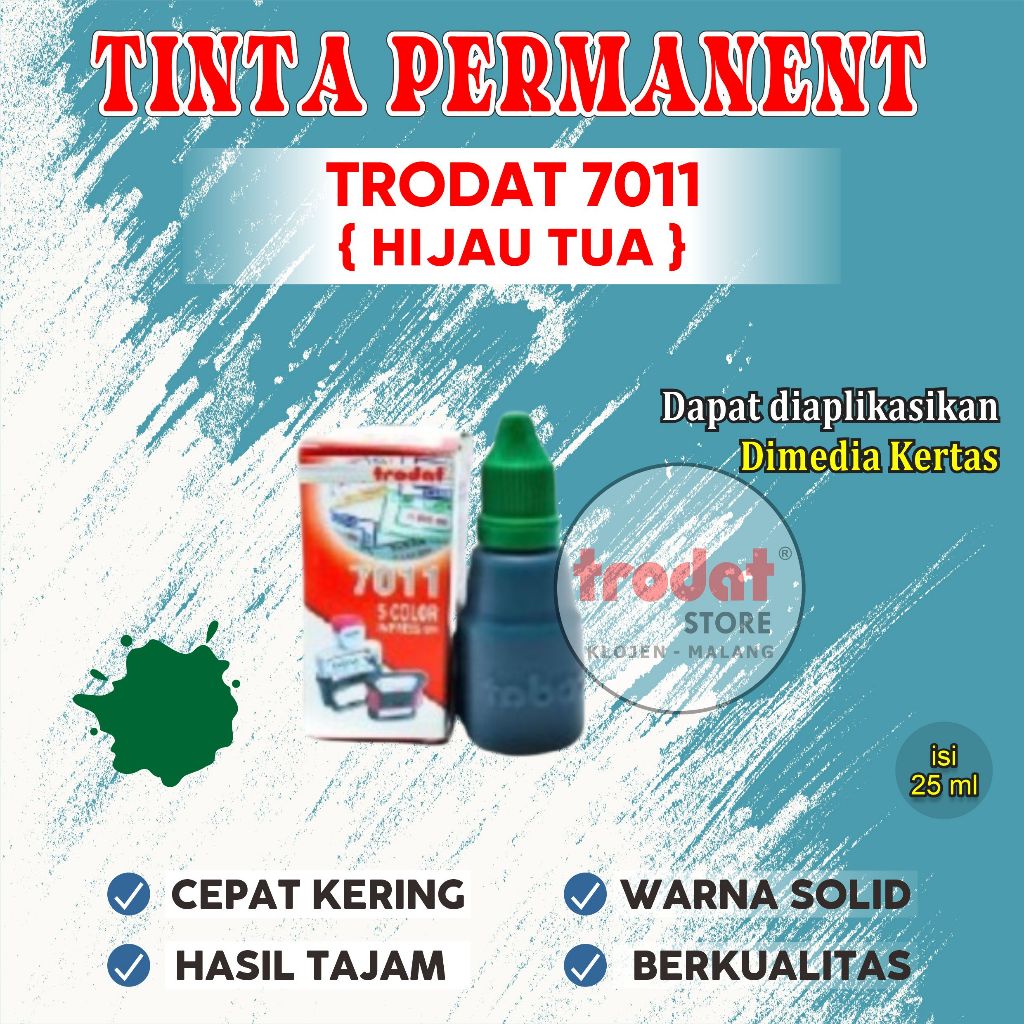 

Tinta Trodat 7011 GREEN / Warna HIJAU TUA / Refil tinta Trodat Original