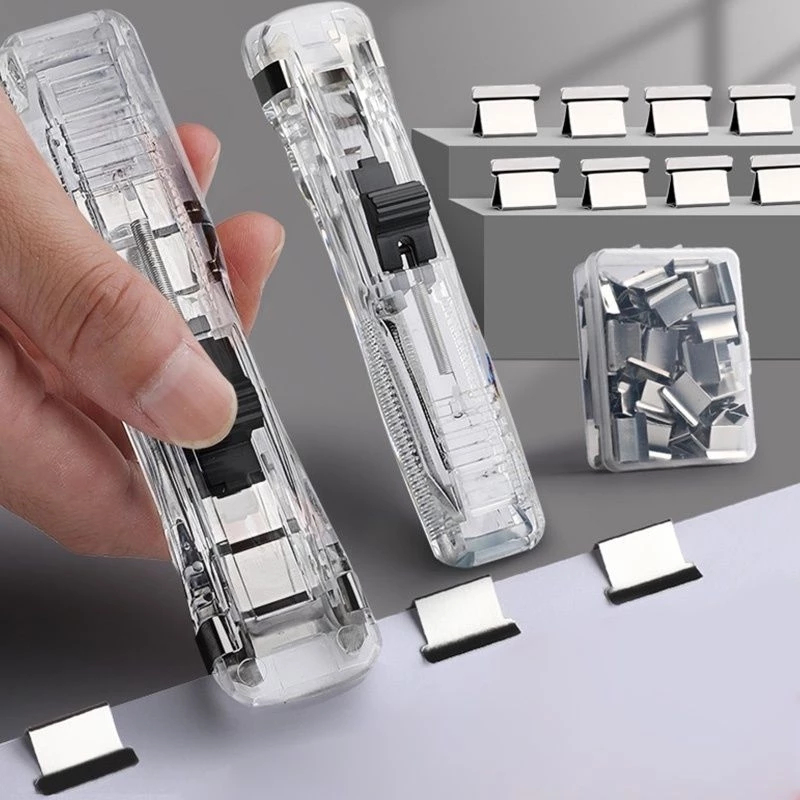 

HS Penjepit Kertas Stapler + Refil 8pcs | Stapler Dorong Paper Cliper Portable