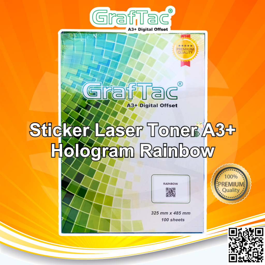 

Graftac Sticker Vinyl Hologram RainbowA3+ Stiker Digital Print Laser Anti Air Tidak Mudah Sobek PACK