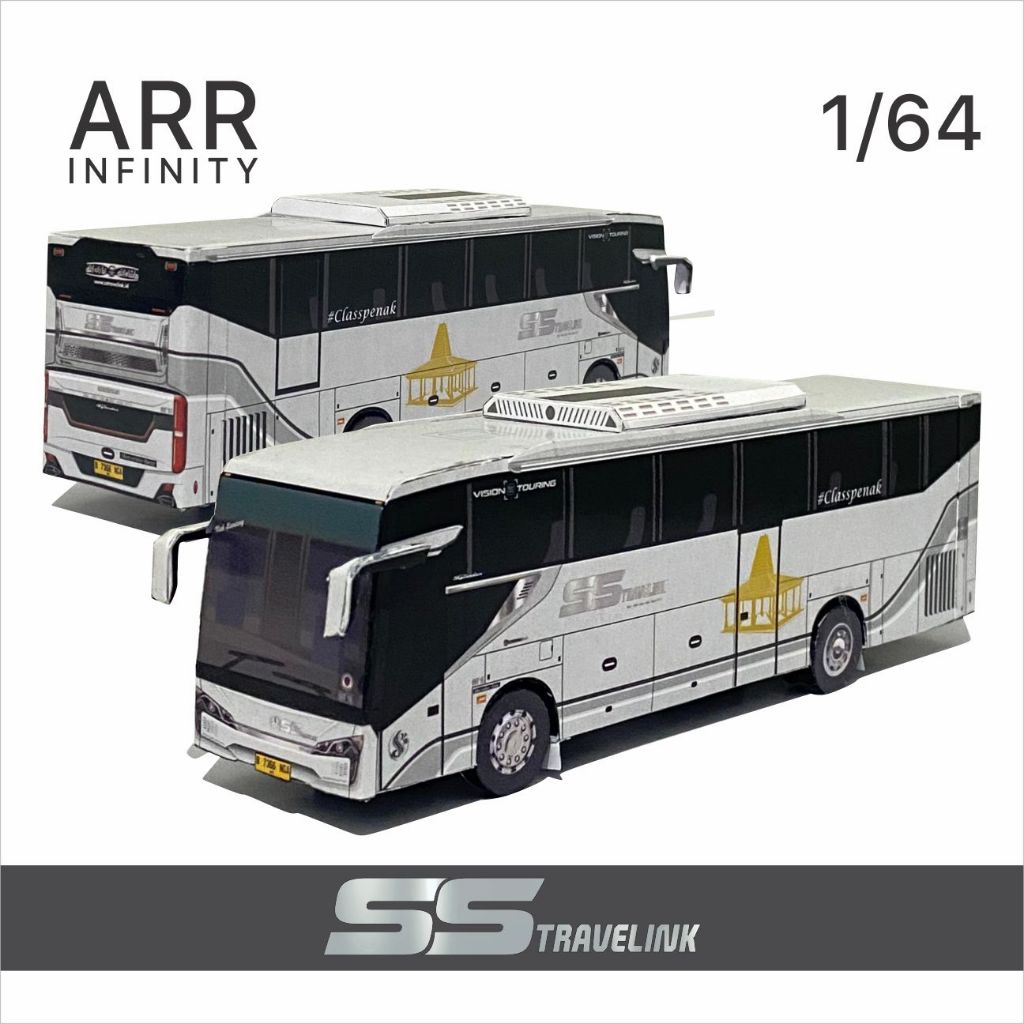 Miniatur Bus SS Travelink Skylander Aero 8 Vision New Armada 1/64 Papercraft Bus