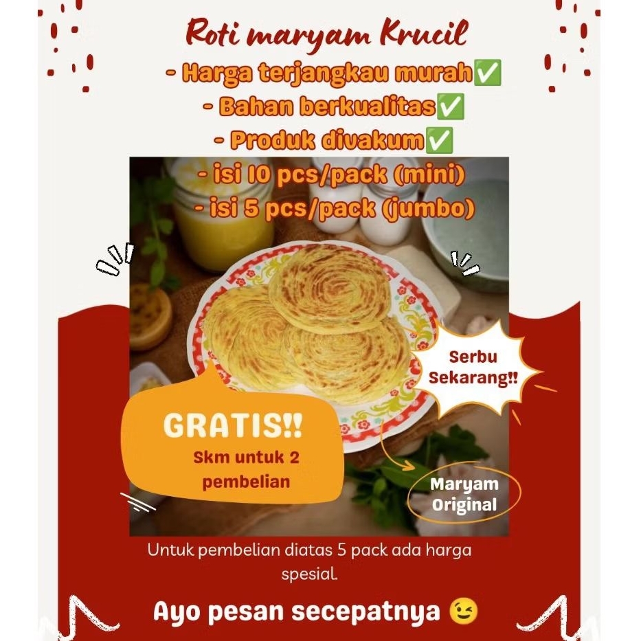 

[Original] Roti Maryam/canai/cane mini isi 10pcs