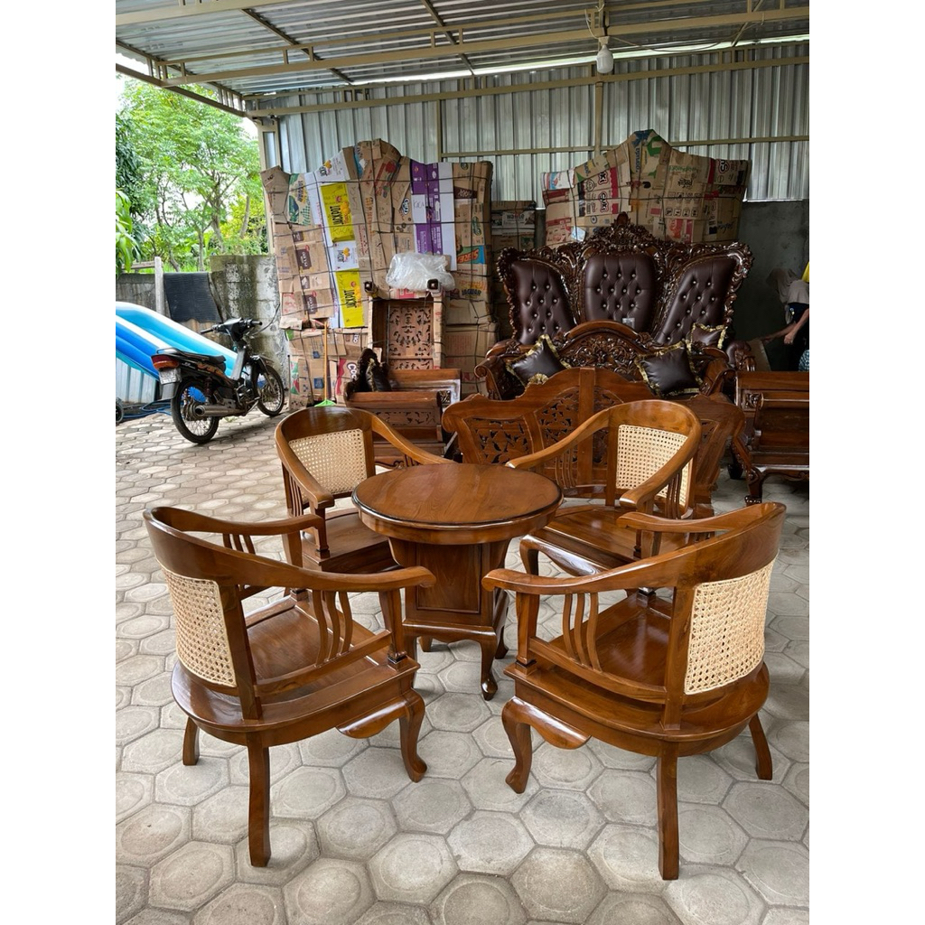 Kursi tamu betawi lenong kayu jati Kursi tamu betawi lenong rotan jati
