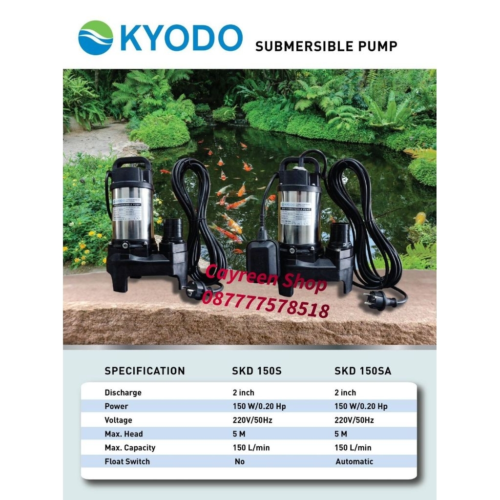 Kyodo Sub Pump SKD 150 % Pompa Celup Kyodo SKD 150 # Pompa Celup Kyodo 150 Watt
