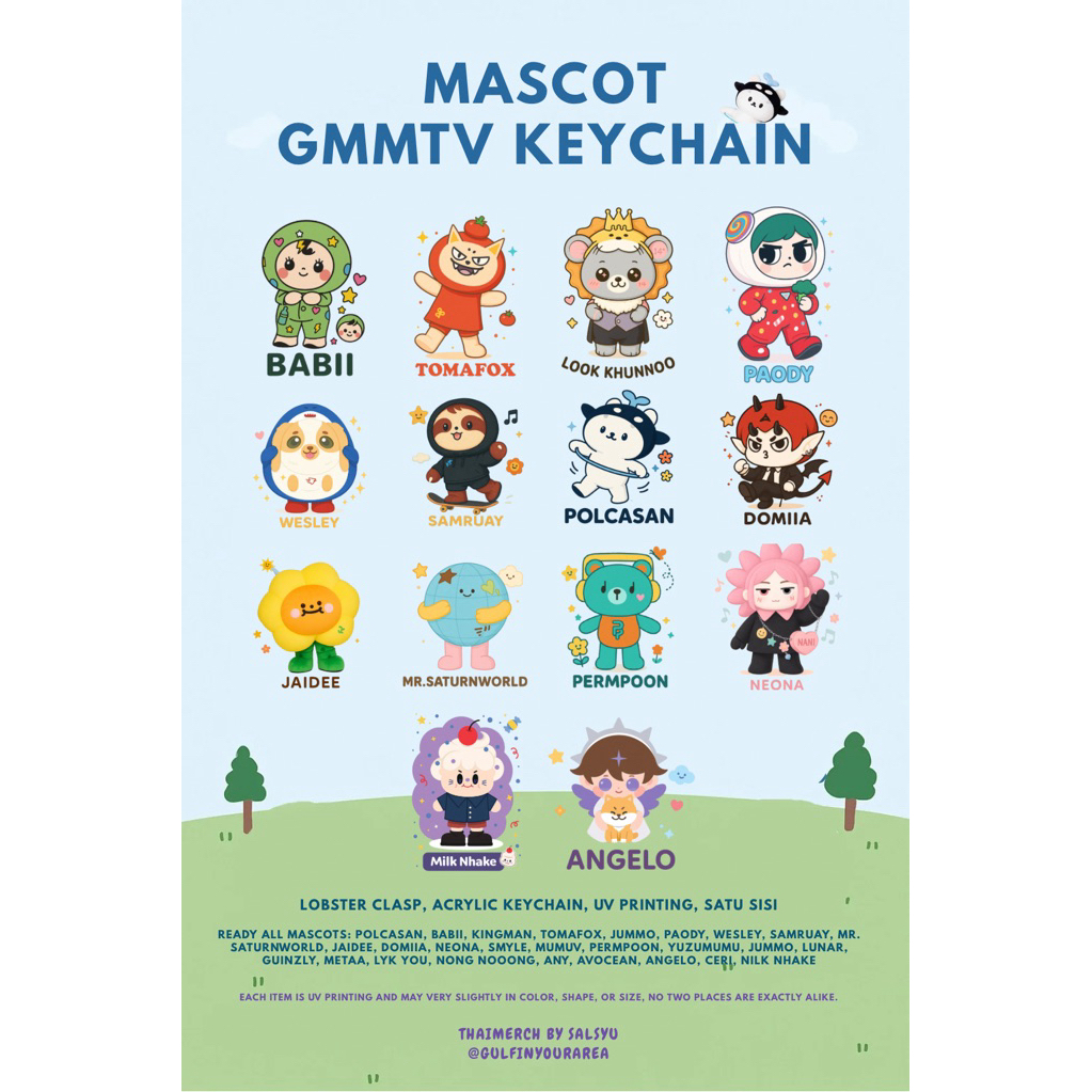 SALE | All Mascot GMMTV Keychain | Ready Stock - Keychain Acrylic Special Mascot of GMMTV (SATU SISI
