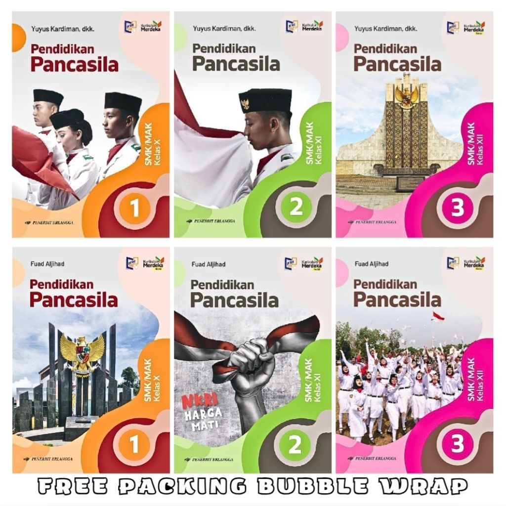 Buku Pendidikan Pancasila Kelas 1 2 3 / 10 11 12 SMK Revisi Erlangga Kurikulum Merdeka Km Original P