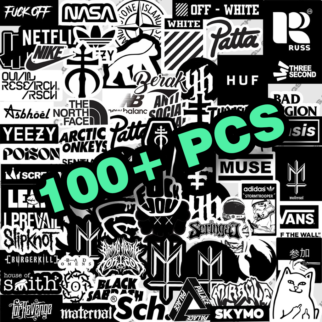 

Sticker Pack Isi 100++Pcs Aesthetic Brand Band BEST SELLER Tumblr Helm Laptop Case hp