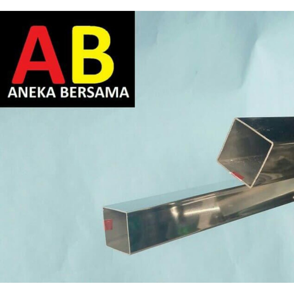 Hollow Stainless Steel Mirror 3cm x 3cm Tebal 1mm Panjang 149.5cm