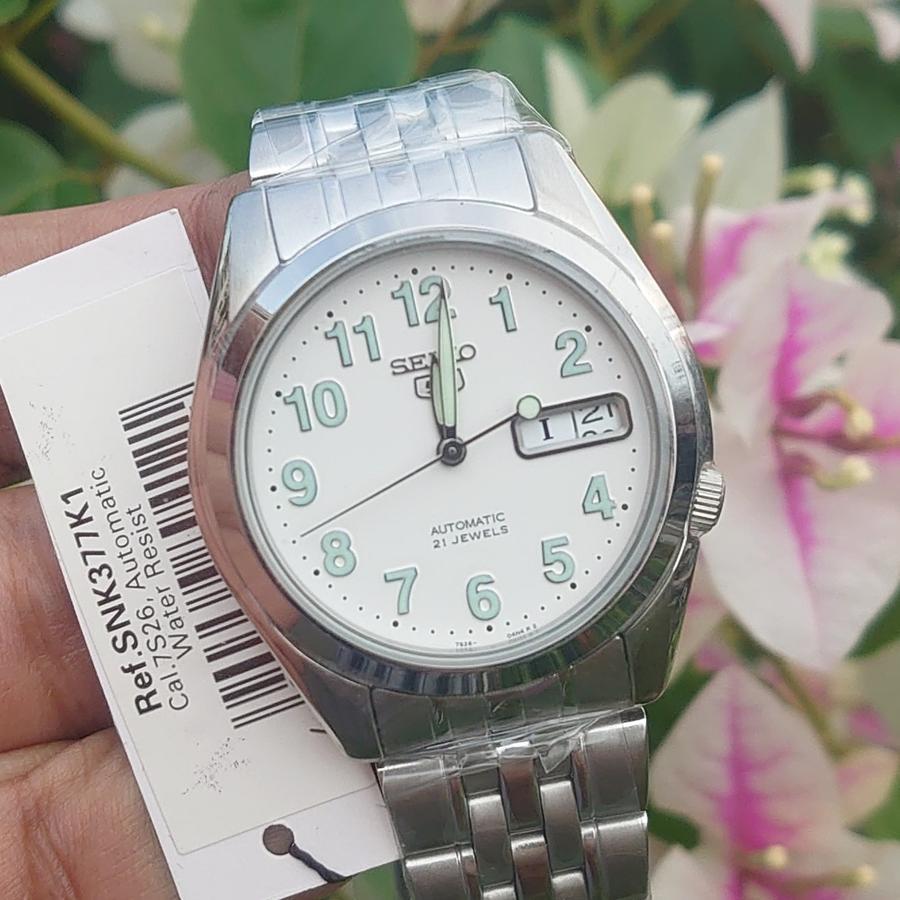 Seiko 5 SNK377 | SNK377K1, 7S26-01V0. White Dial