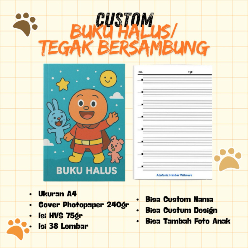 

Buku Halus/Tegak Bersambung Anak Custom Termurah