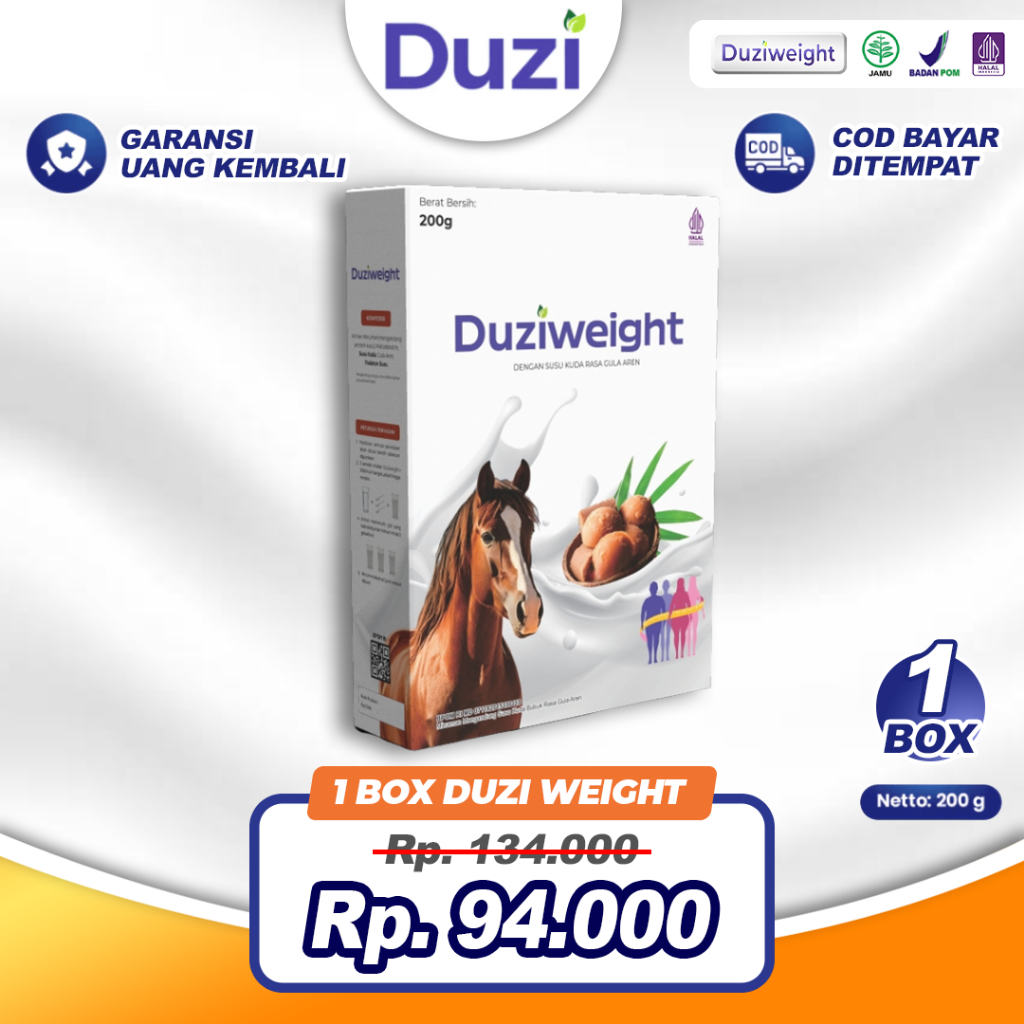 

Duzi Weight - Susu Kuda Penambah Berat Badan dengan Whey Protein 200gr