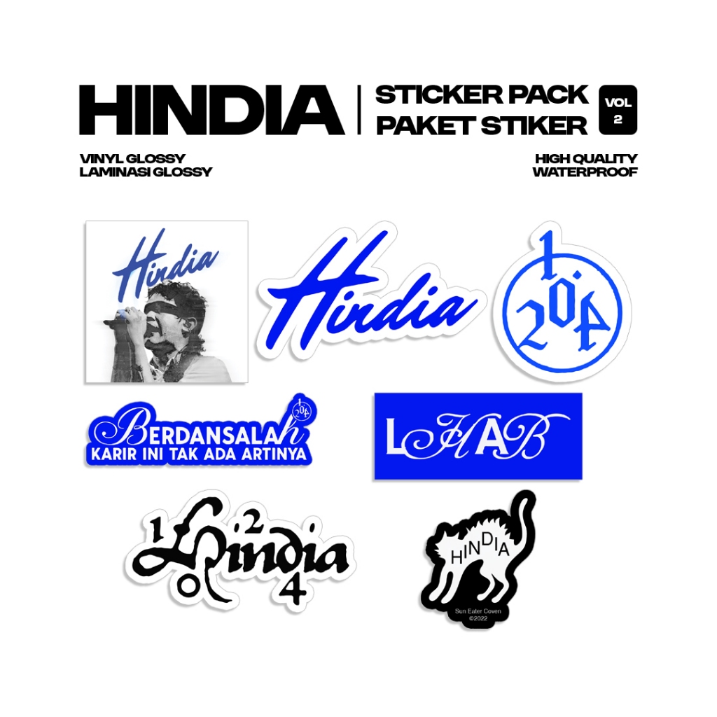 

Hindia - Sticker Pack Vol 2 | Stiker Band | Sticker Vinyl | Stiker Helm | Stiker Tumbler | Stiker Hindia