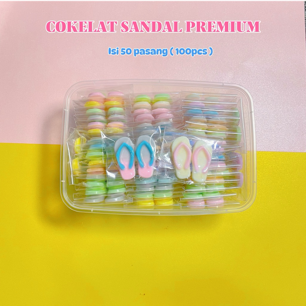 

PAKET USAHA COKLAT KARAKTER SENDAL ISI 100pcs ( 50 PASANGG )