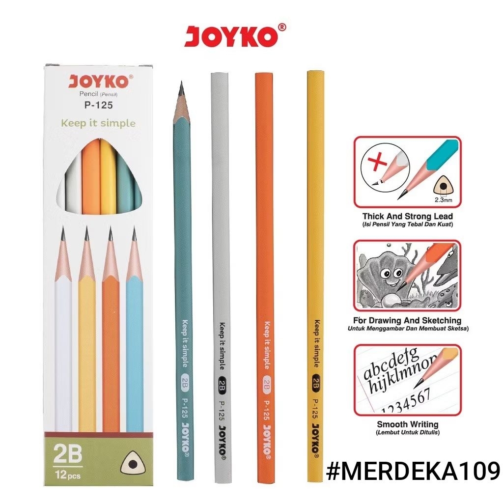 

Alat tulis pensil joyko P-125 2B 1 pak isi 12 pcs