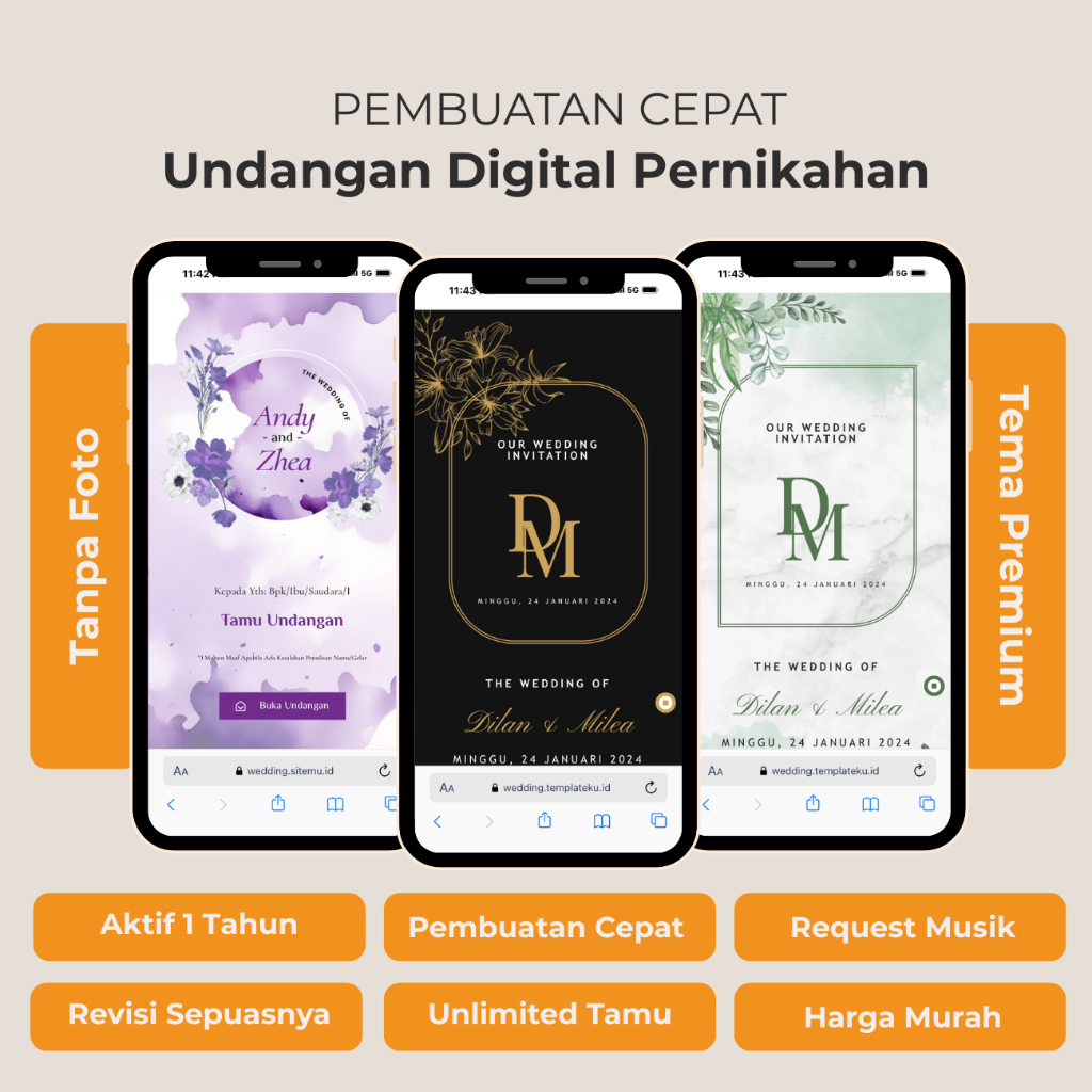 Undangan Pernikahan Digital - Tanpa Foto