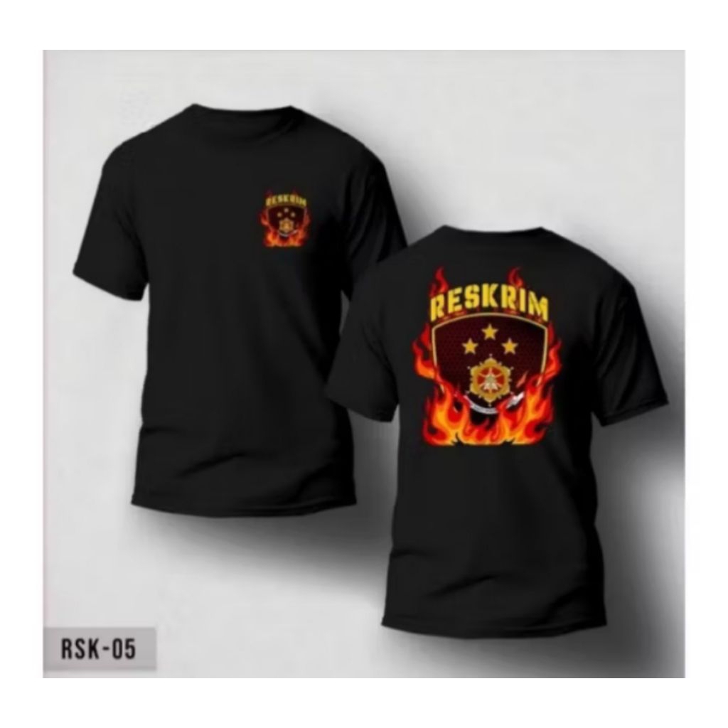 Kaos Hitam Reskrim Desian Api Kaos T-shirt Unisex