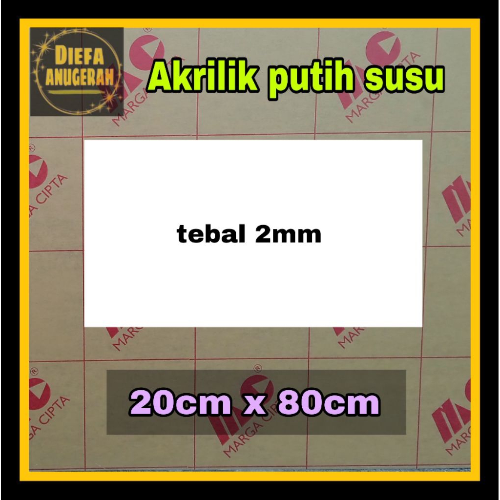 Akrilik 2 mm putih susu 20 x 80 Acrylic white Acrylic lembaran