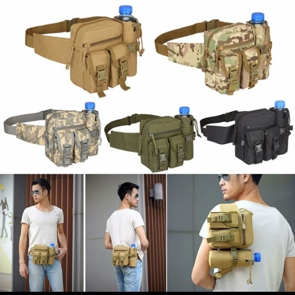 tas pinggang outdoor tactical tas pinggang tempat botol airinum tas camping tas sepeda