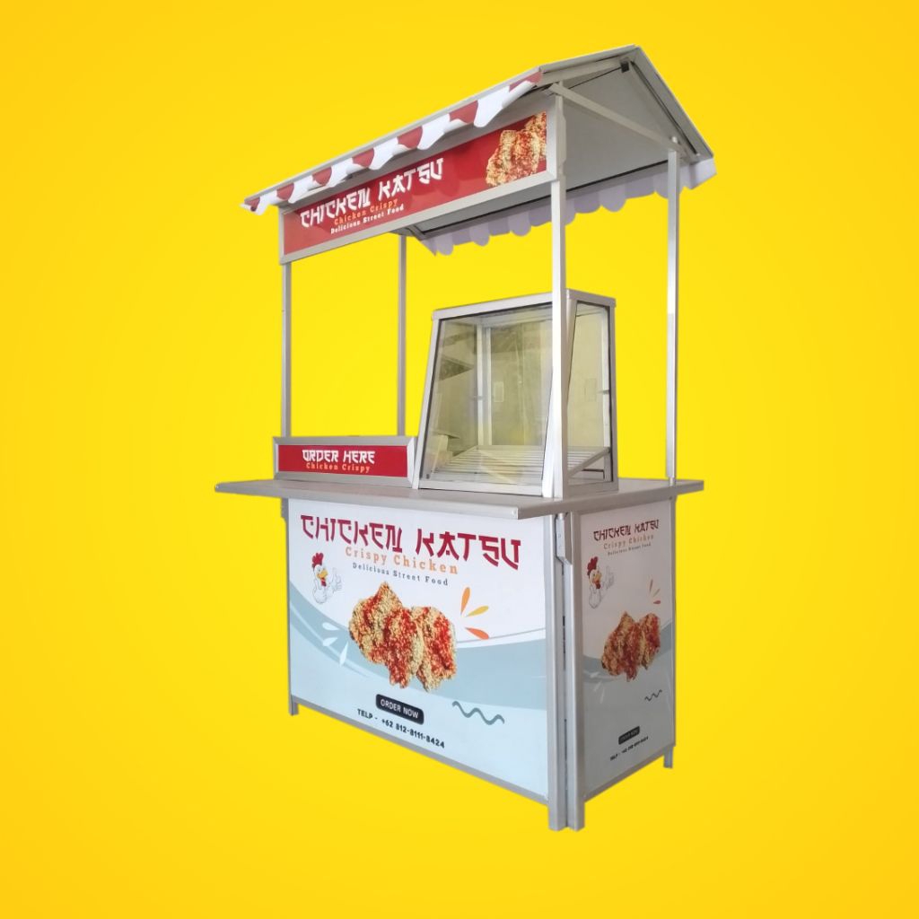 Booth Portable + Etalase + Atap Rumah + Meja Depan | Meja Lipat / Gerobak Lipat Jualan